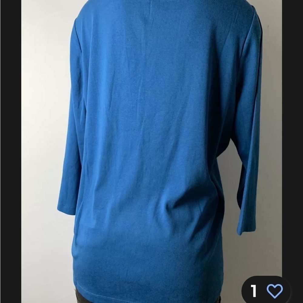 Chico's Women 3/4 Sleeve Boat Neck 100% Cotton Blue Size 3. NWT - Picture 6 of 12